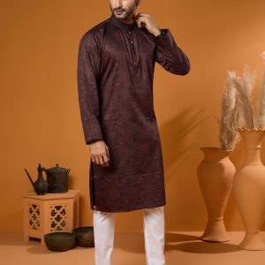 Premium Maroon Digital Print Panjabi