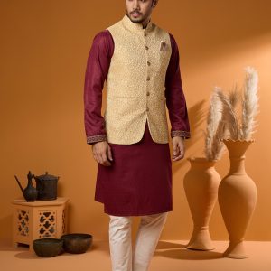 Premium Floral Light Gold Koti