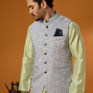 Premium Ash on Sky Blue Ambush print Koti