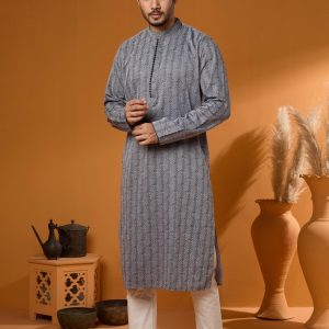 Ash Print Bamboo Silk Panjabi