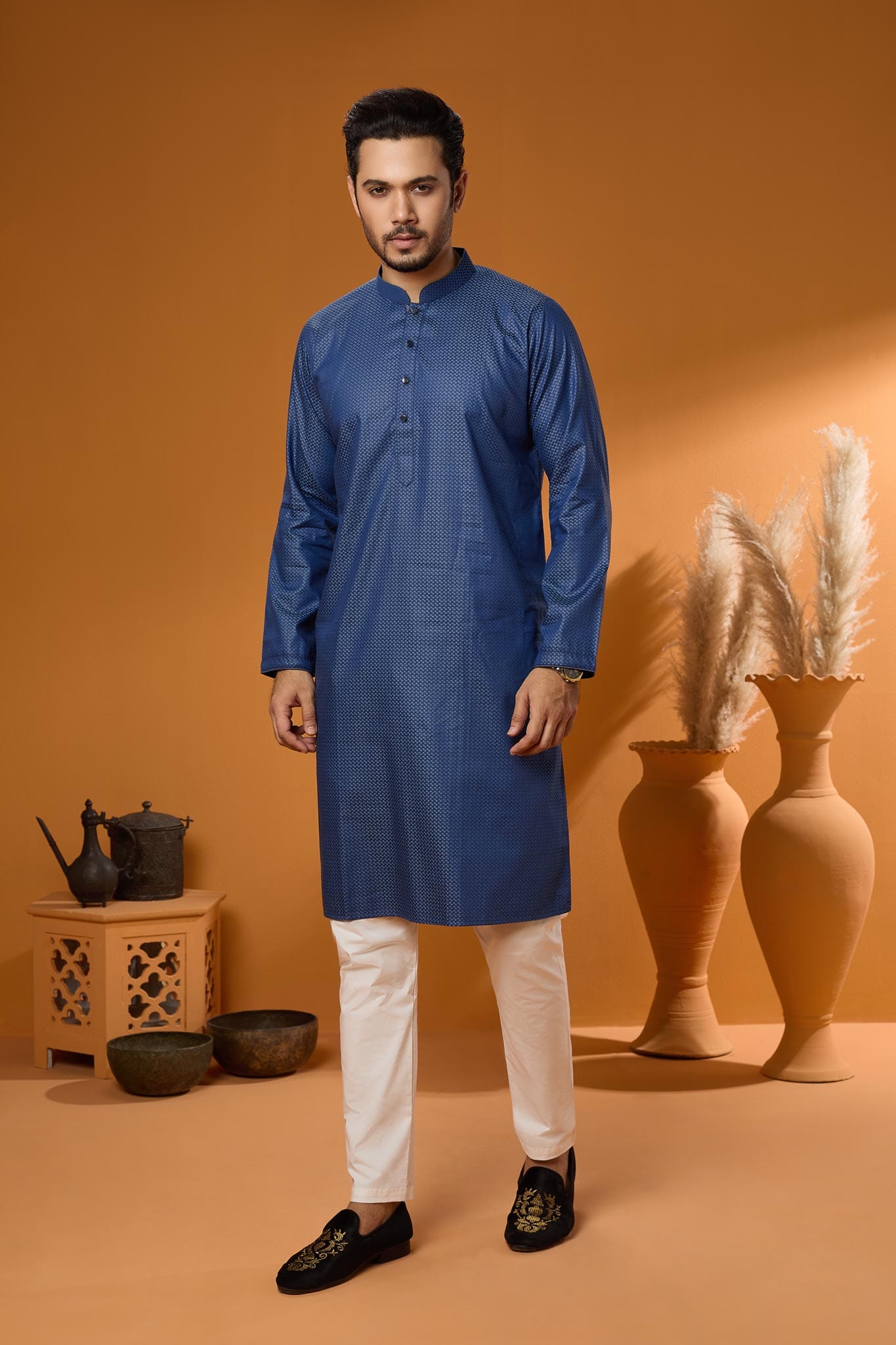 Blue Bamboo Silk Panjabi