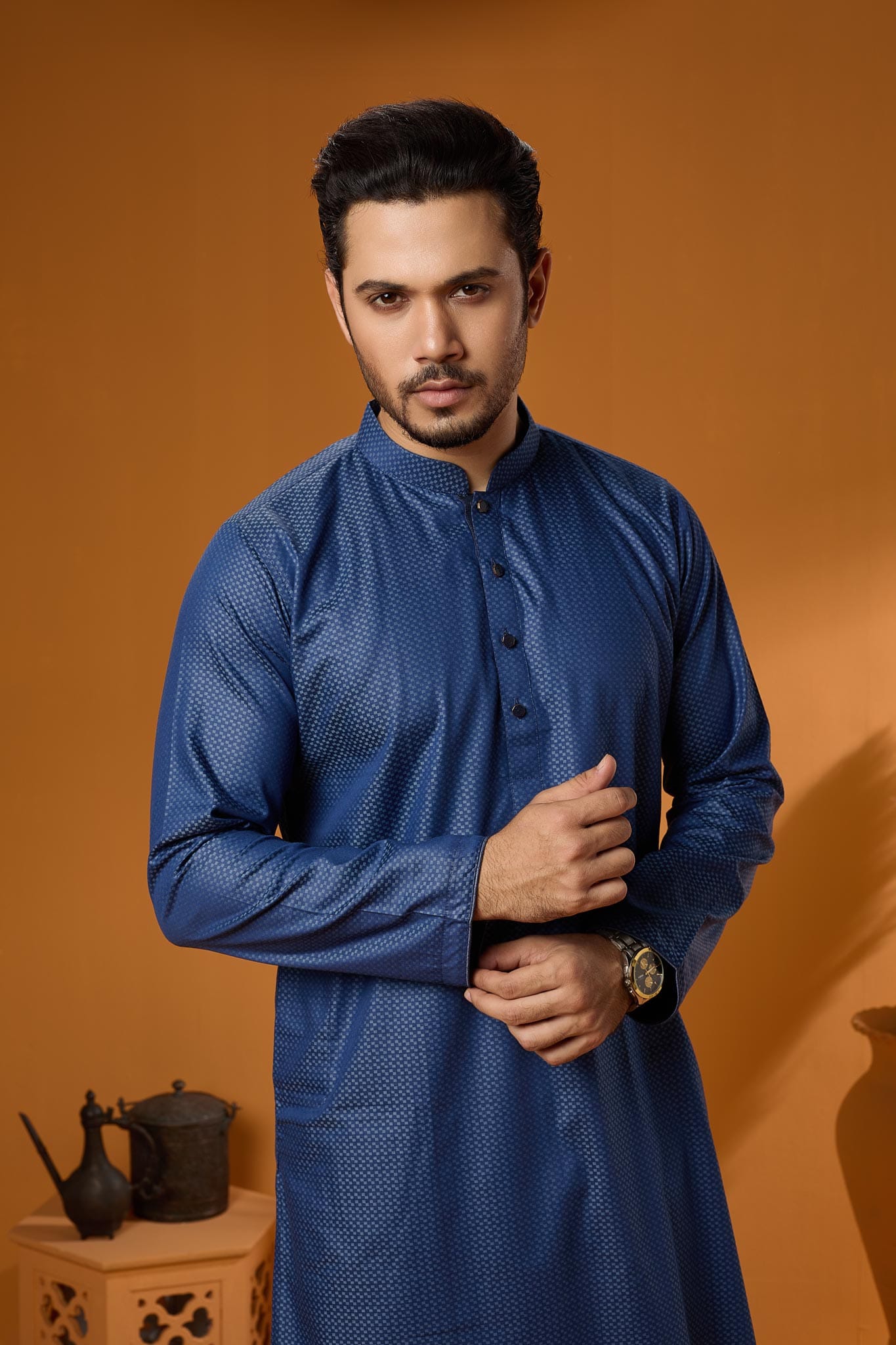 Blue Bamboo Silk Panjabi - Image 2