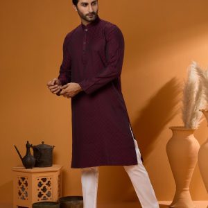 Maroon China Fancy Panjabi