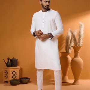 Premium White Contrast Panjabi