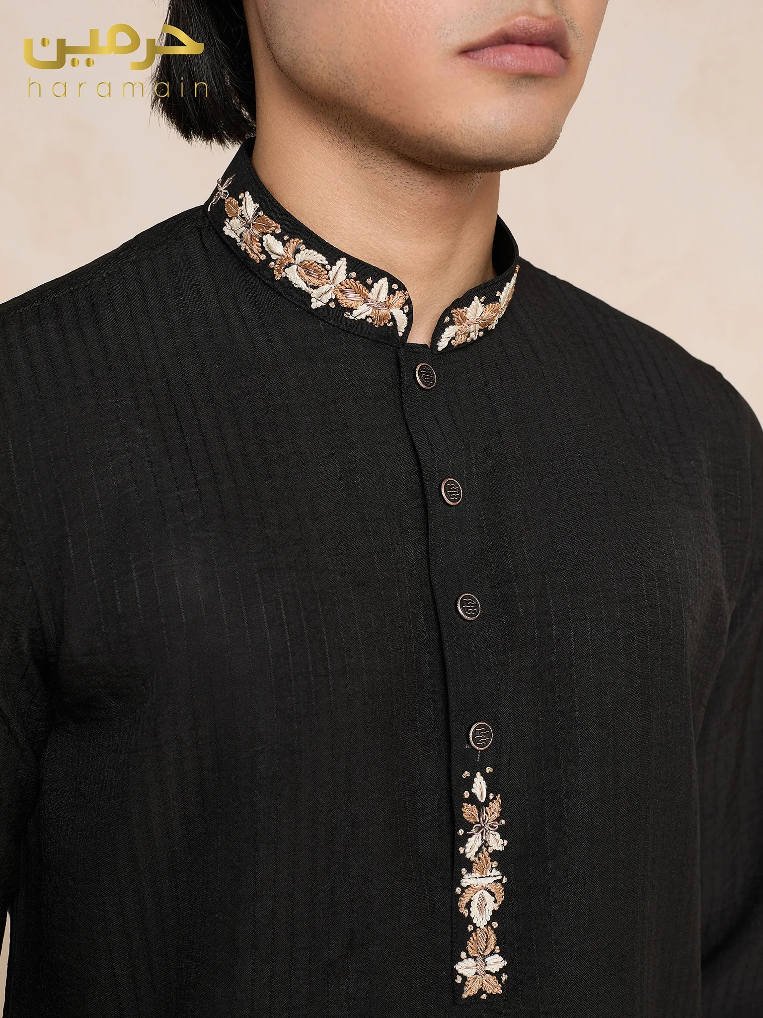 Haramain Premium Collar Embroidery Panjabi - Image 2