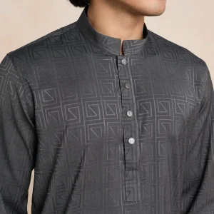 Bamboo Silk Geometric Print Panjabi