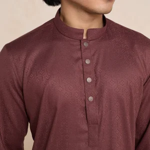 Classic Bamboo Silk Geometric Shadow Panjabi