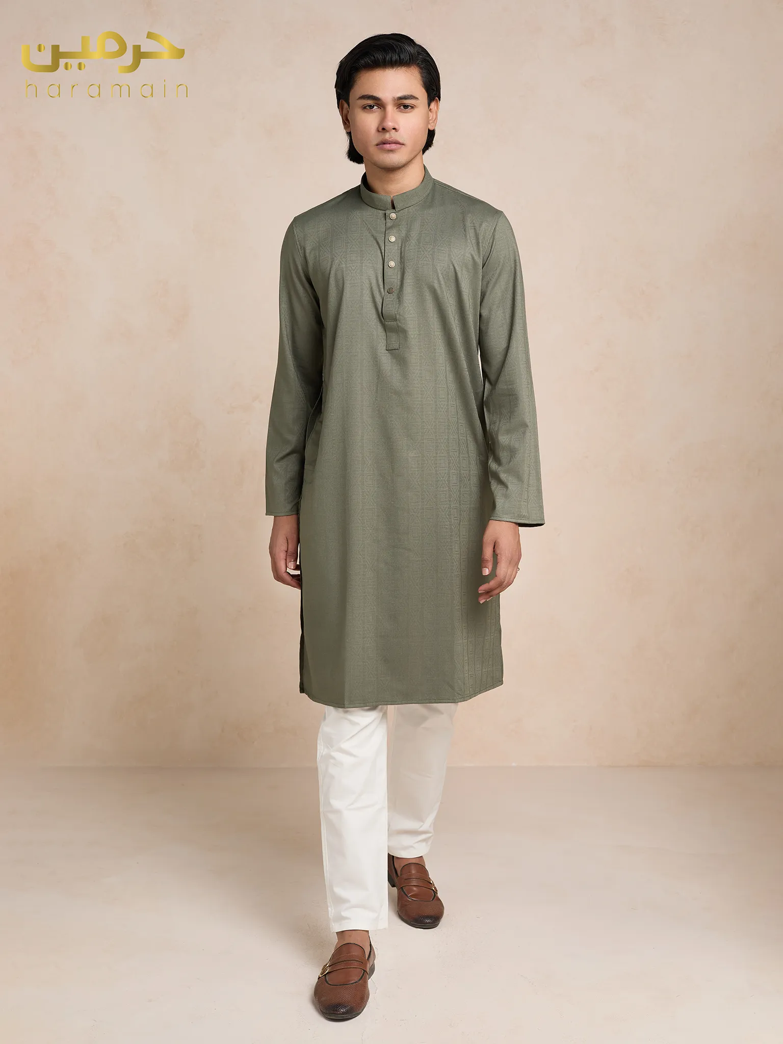 Bamboo Silk Olive Shadow Panjabi - Image 2