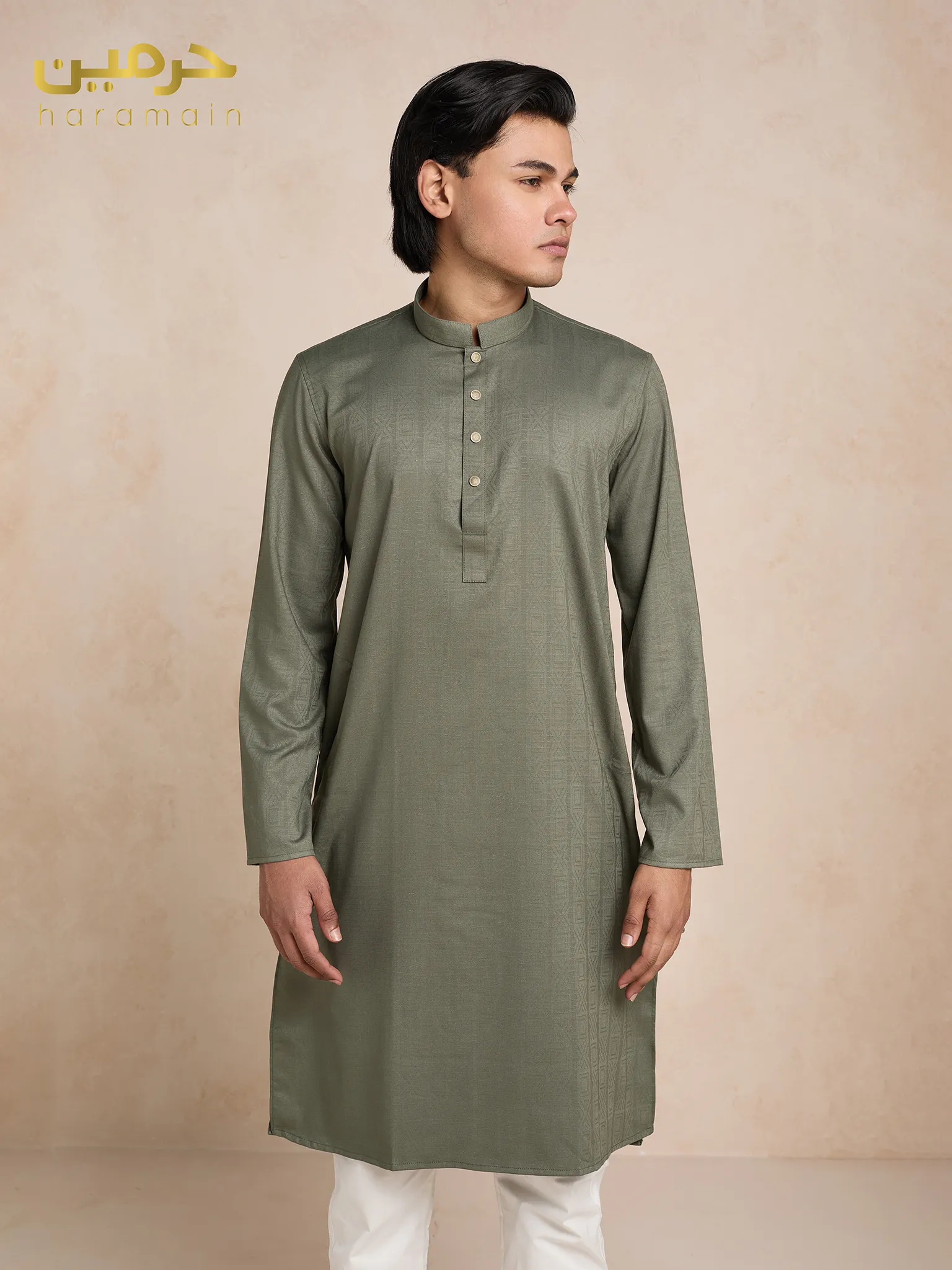 Bamboo Silk Olive Shadow Panjabi - Image 3