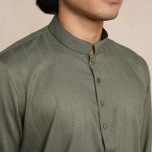 Bamboo Silk Olive Shadow Panjabi