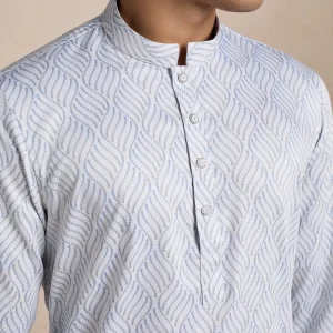 Classic Bamboo Silk Wave Print – Mist Grey