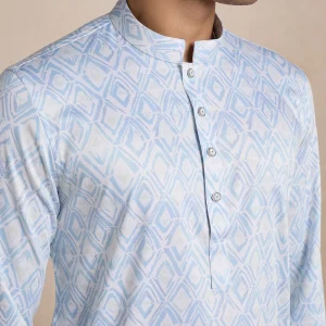 Classic Bamboo Silk Geometric Print – Ice Blue