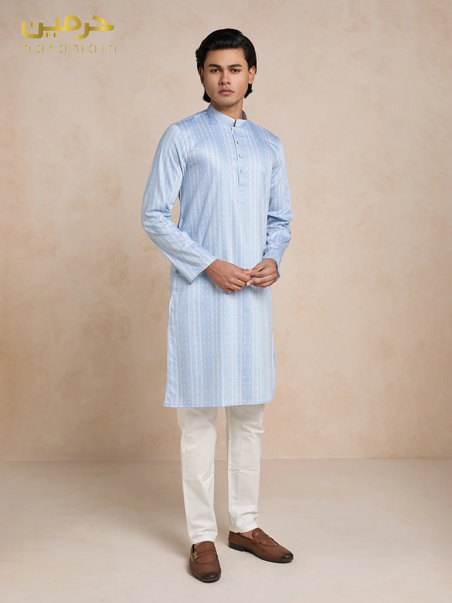 Classic Bamboo Silk Textured Print – Powder Blue - Image 3
