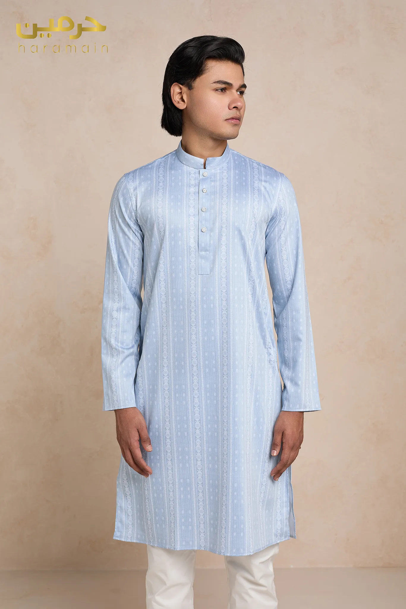 Classic Bamboo Silk Textured Print – Powder Blue - Image 2