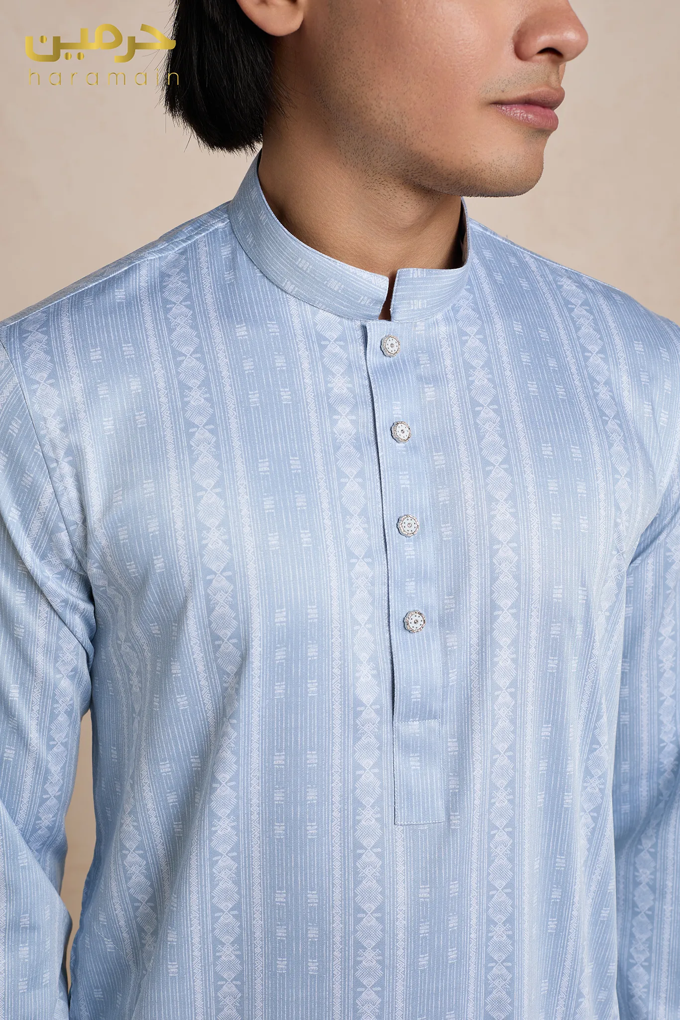Classic Bamboo Silk Textured Print – Powder Blue