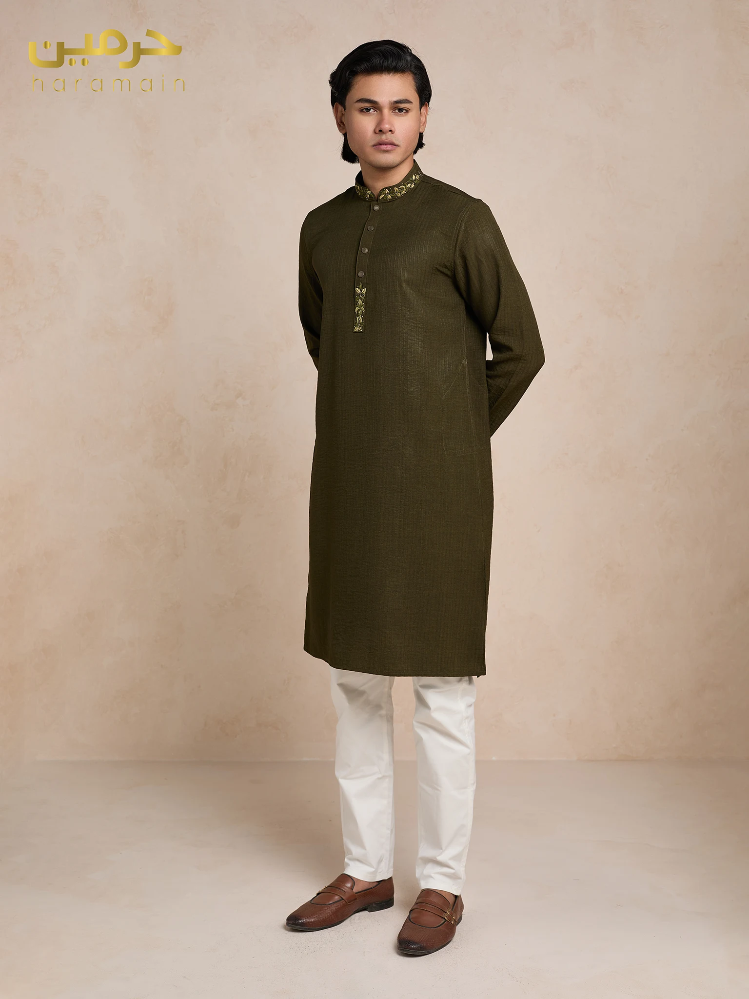 Haramain Premium Collar Embroidery Panjabi - Image 8