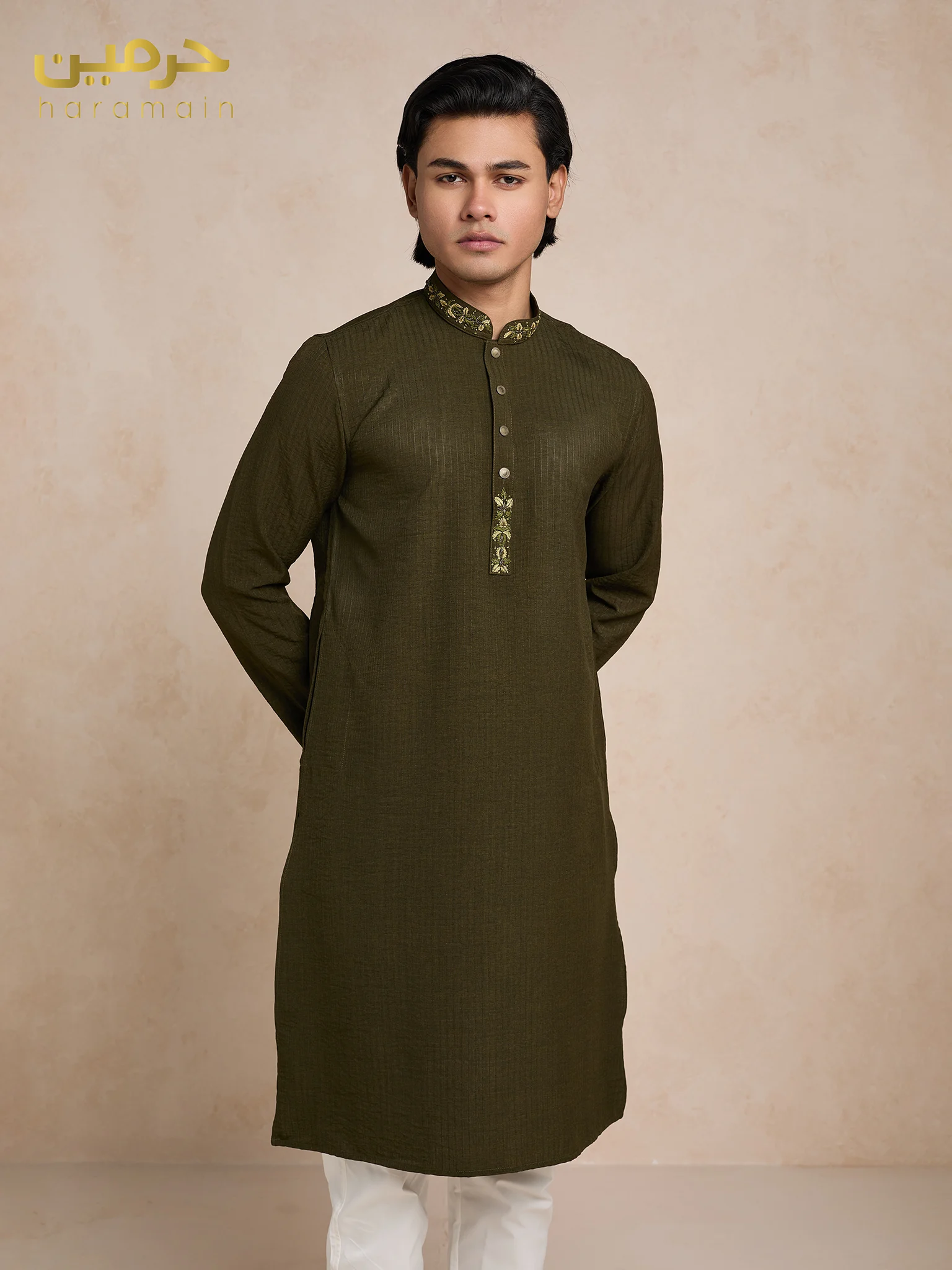 Haramain Premium Collar Embroidery Panjabi - Image 7