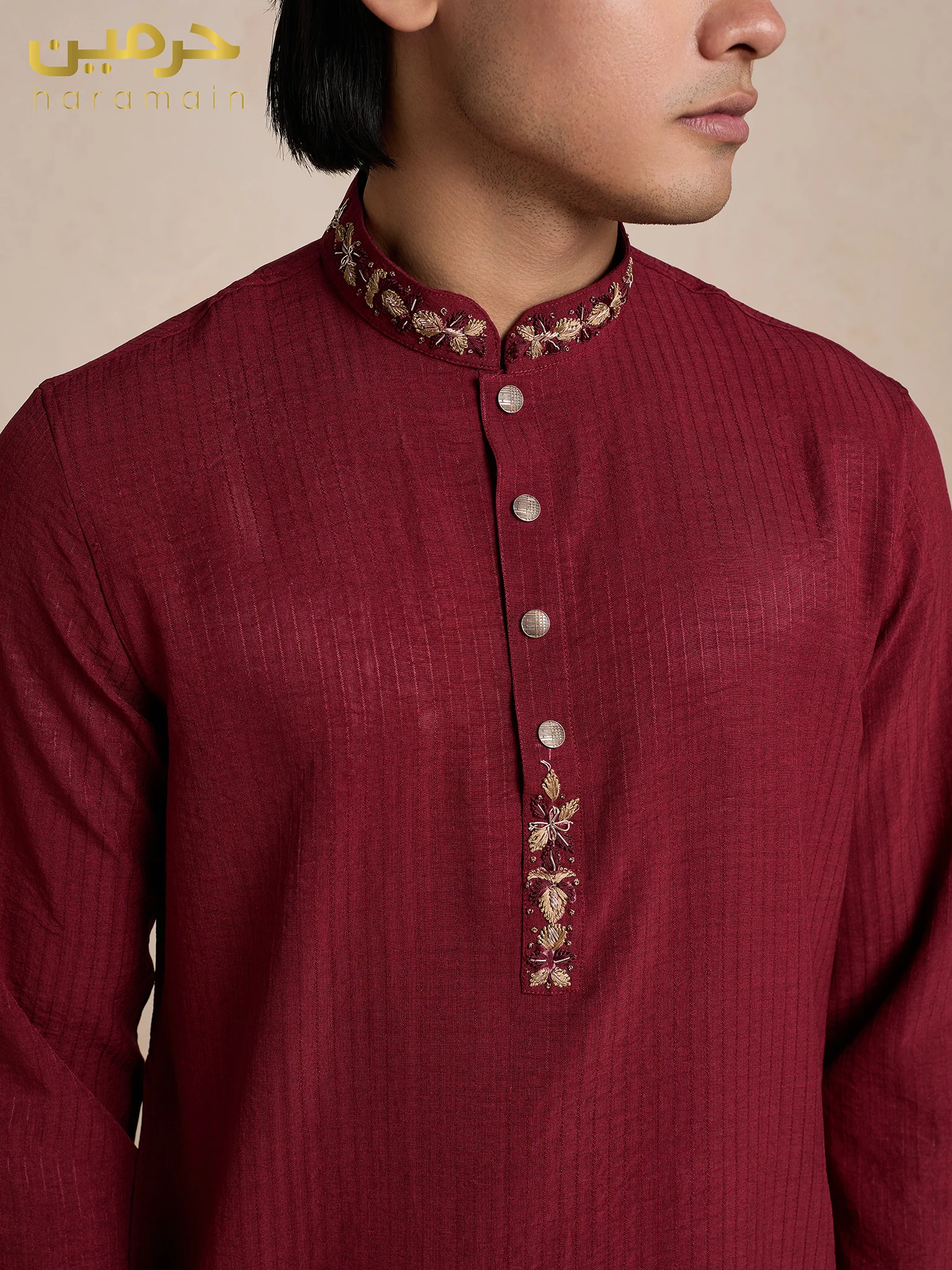 Haramain Premium Collar Embroidery Panjabi - Image 4